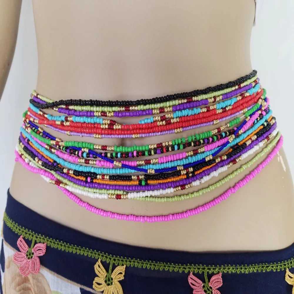 Ceintures de chaîne de taille 2023 Bijoux d'été Taies Perle Set Colorful Wist Belly Belly African Perle Body Chain Belly Jewelry for Woman D240430