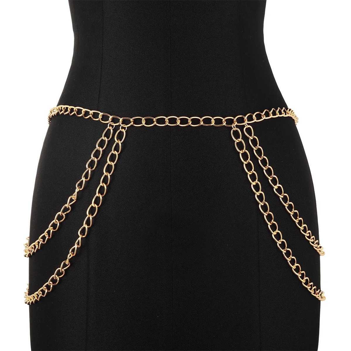 Correias da cintura Cintos multicamadas Correia da cintura Moda de corda Sexy Chain Jewelry Feminino Acessórios da moda feminina D240430