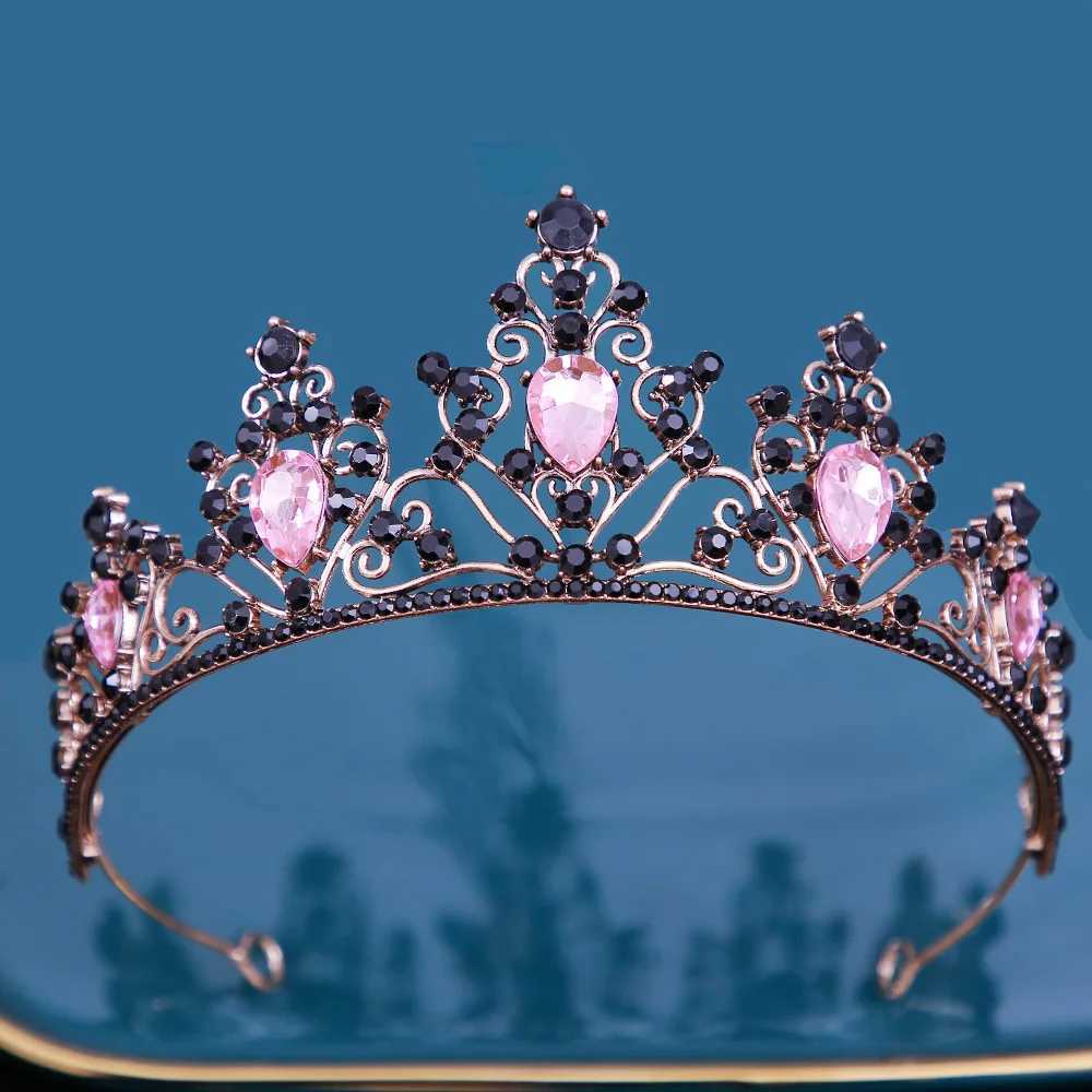 Tiaras barokke vintage meisjes kristal kroon haar sieraden tiara vrouwen verjaardagsfeestje luchtblauwe strass bruids kroon accessoires