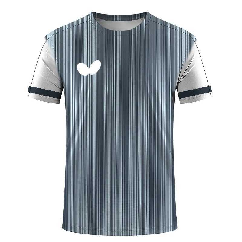 Camisetas masculinas verão novo masculino escravo curto 3D T-shirt Quick Dry Tenis Uniform Uniforme de tênis de badminton Top Y240429