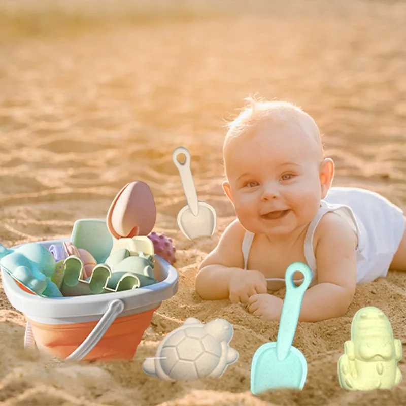 Sable Player Water Fun Kids Beach Sand Toys Set Beach Toys Moules de sable Moules de sable Bucket Beach Tovel Tool Kit Sandbox Toys for Toddlers Outdoor Play Gift D240429