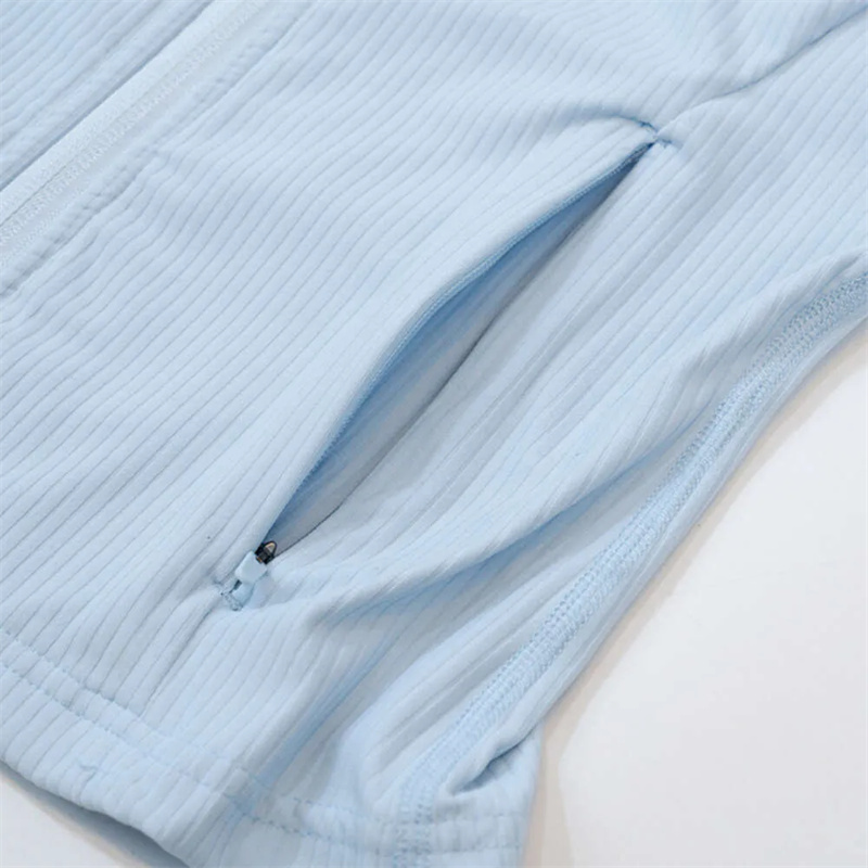 Vestes de fil de yoga à zip-up de yoga à zip-up complet pour les trous de pouce avec des trous de pouce