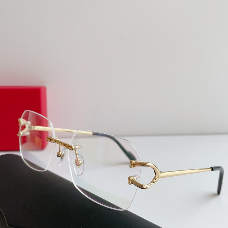 Luksusowe francuskie tytanowe rama bez obręczy dla kobiet kwadratowe okulary cięcia S0416 Lekkie złote okulary do recepty gogle gogle fullset case