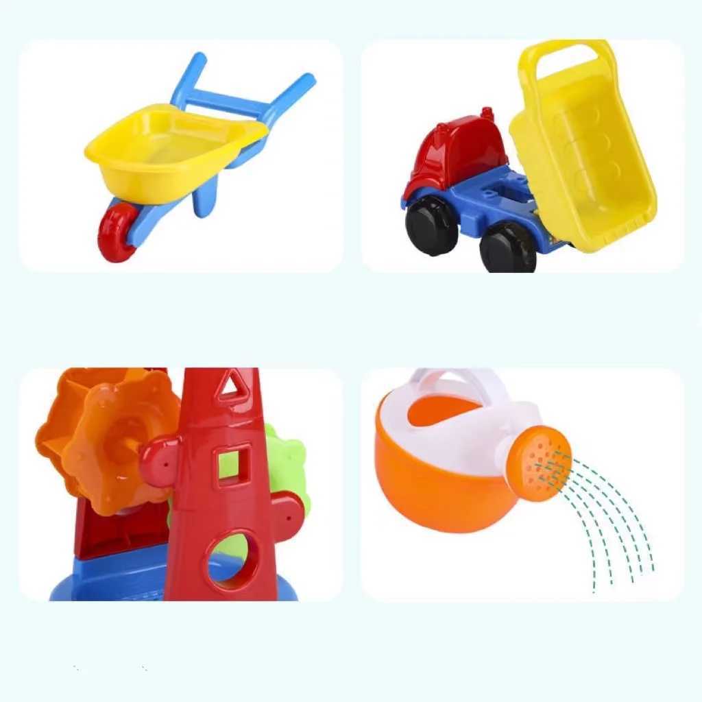 Sable Player Water Fun Beach Sand Toys Set Sand Water Wheel Moules de plage Moules de plage Bodet Snow Snow Tool Box Sandbox Outdoor pour tout-petits