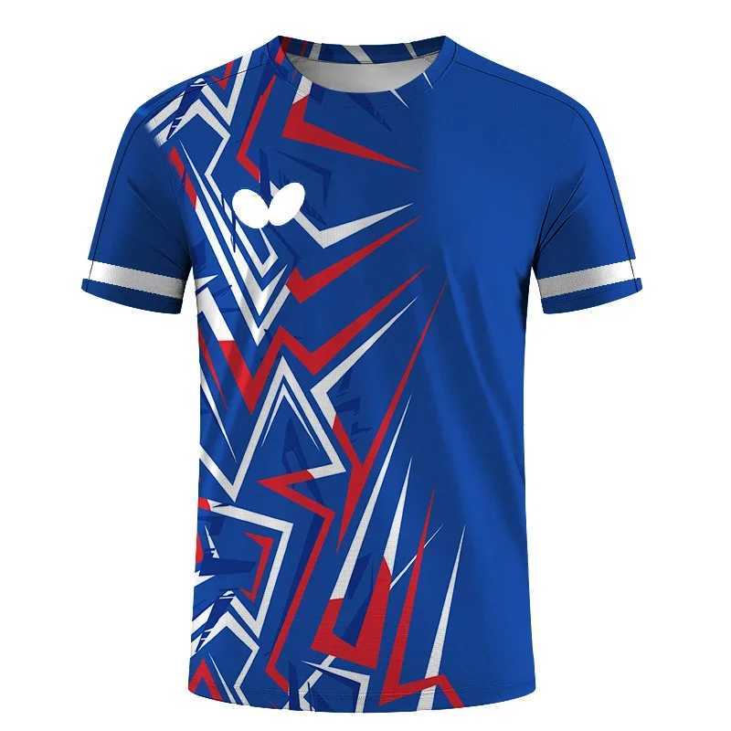 Camisetas masculinas verão novo masculino escravo curto 3D T-shirt Quick Dry Tenis Uniform Uniforme de tênis de badminton Top Y240429