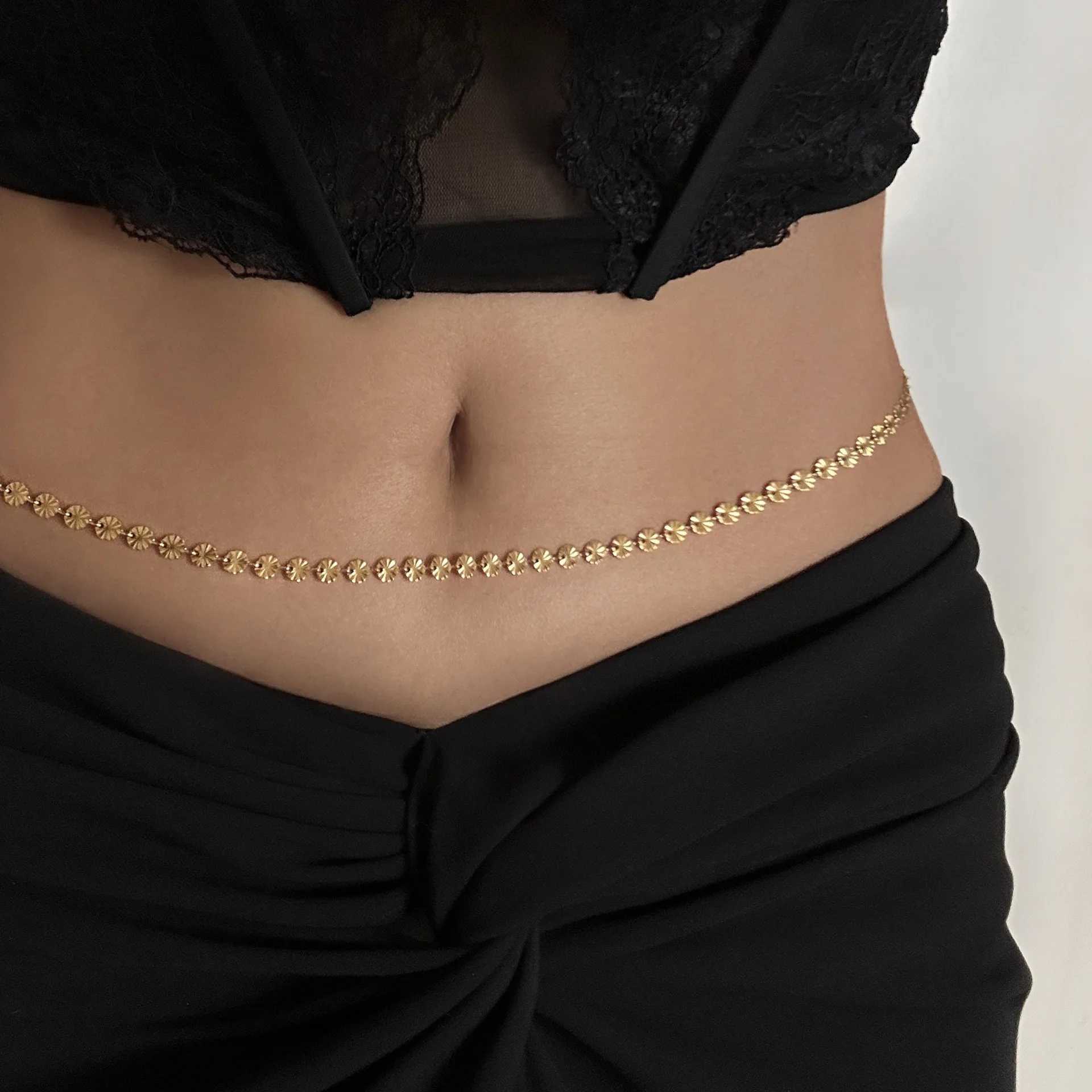 Taille -ketengordels Waterdichte roestvrijstalen tailleketen Trend Bohomia Rhinestone Belly Chains Dames zomer sexy strand bikini body sieraden geschenk D240430