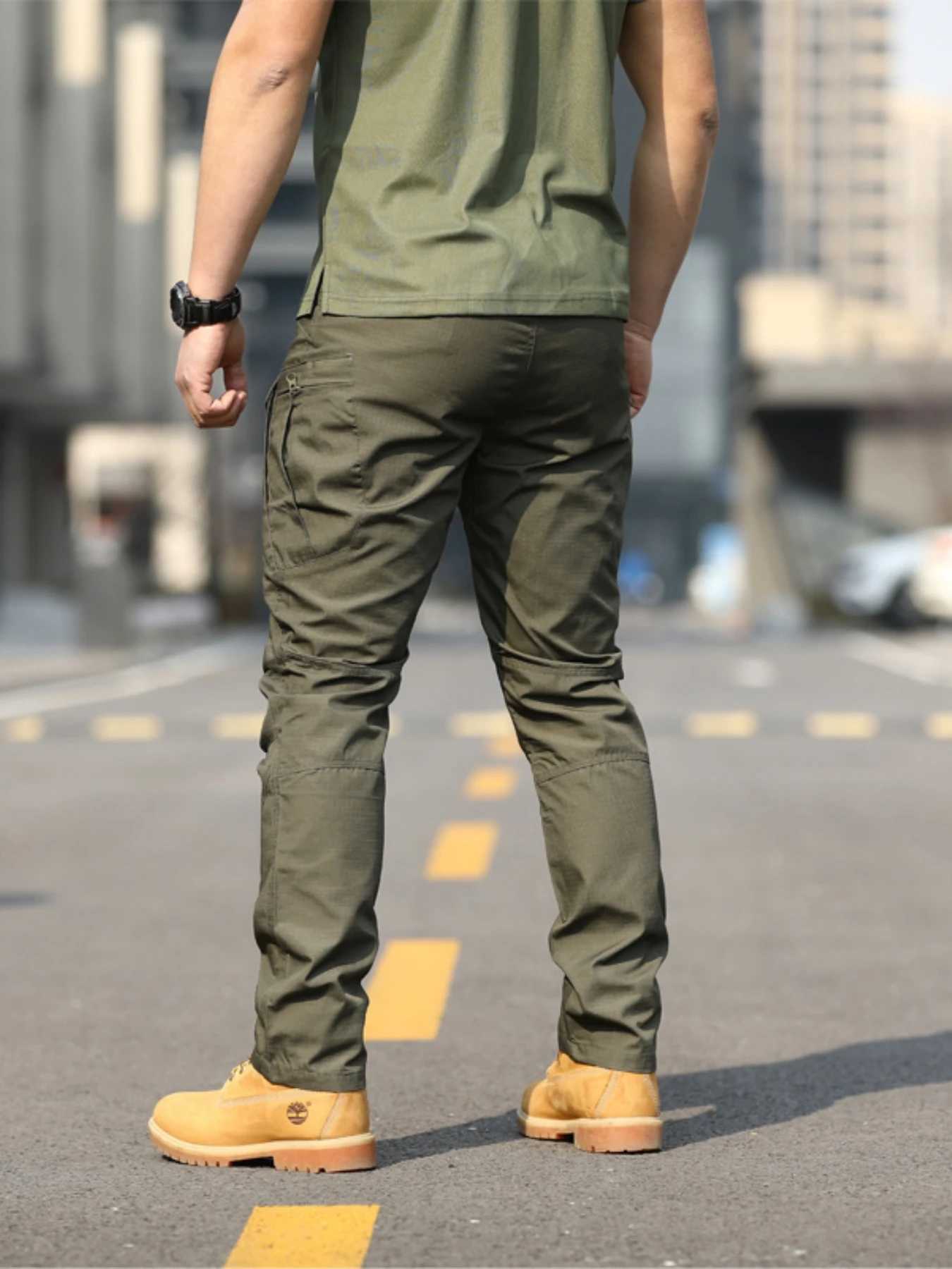 Men's Pants Mens tactical Trousers ultra-thin pants outdoor overalls straight training multiple pockets hiking fishing casual pants IX7 J240429
