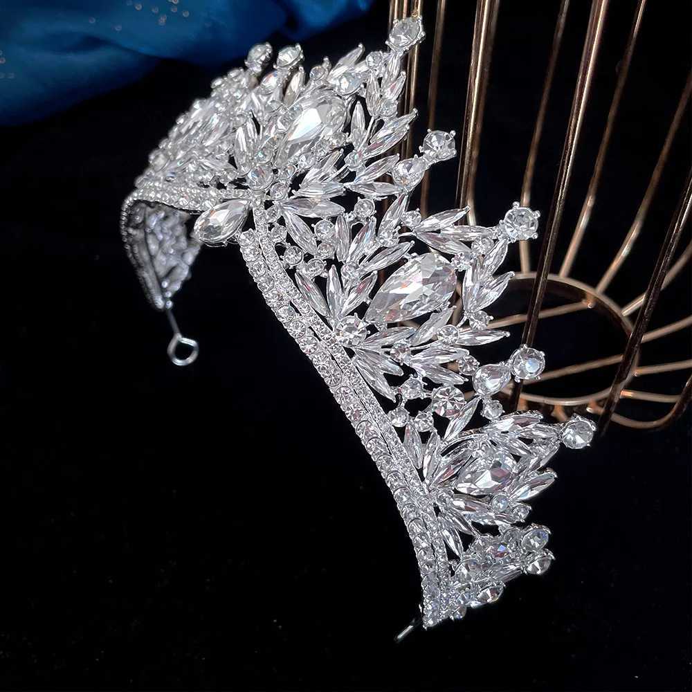 Tiaras di lusso coreano Big Water Drop Crystal Crown Tiara donne Fare di nozze festa di nozze eleganti gioielli capelli a corona da sposa