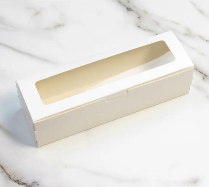 18.5x5.5x5cm Macaron PVC -lådor med Clear Window Paper Packaging Box Cookie Containrar för hemdessertbutik Kraftpapper