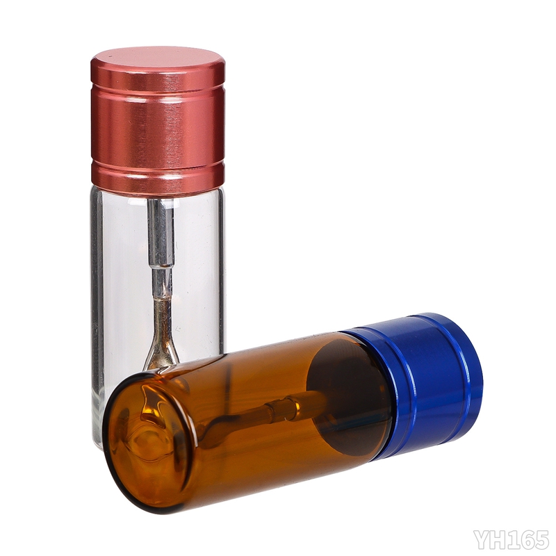 Metallglasrökning Bottle Box Portable Herb Tobacco Pill med Telescopic Spoon Dabber Tool Storage Stash Pocket Jar Wax Container Snuff Snorter Sniffer Snuffer