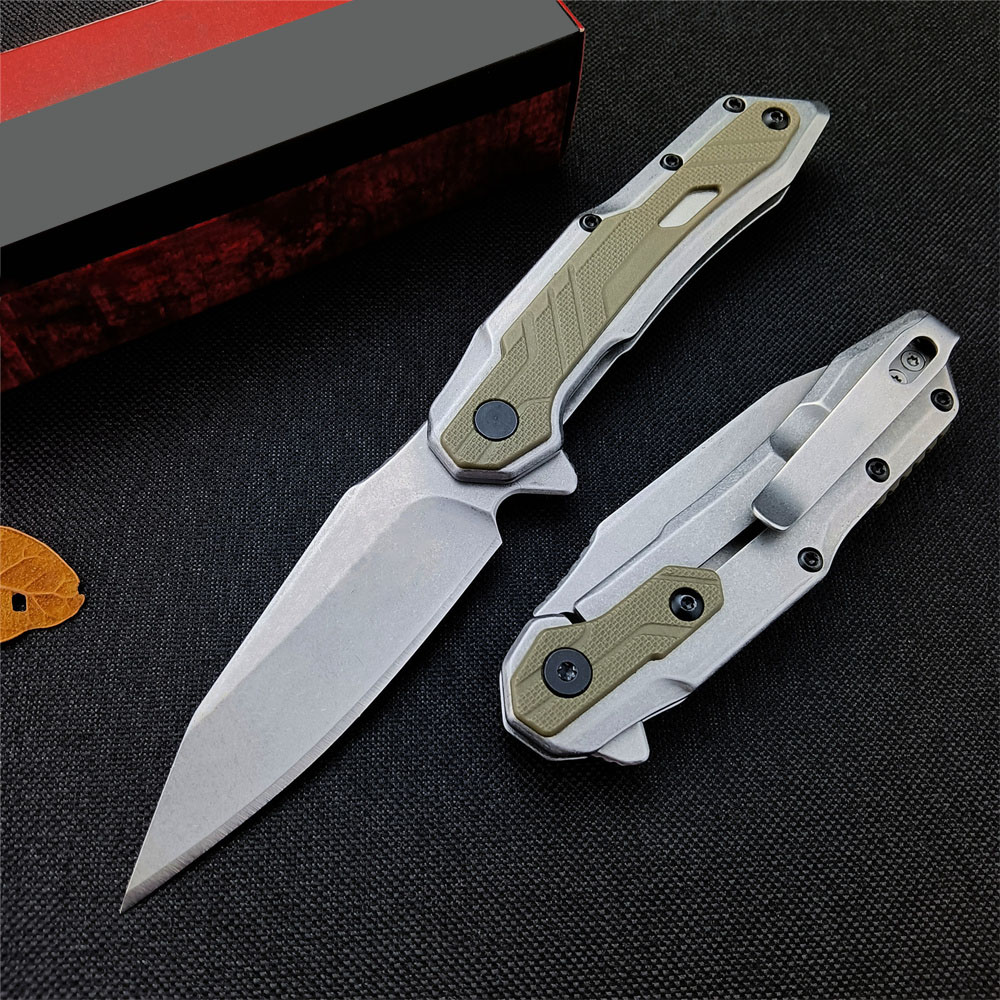 KS 1369 Faca dobrável de Flipper assistida 2,95 '' 8cr13Mov Stone -Stonewed Point Blade G10 Handeld Camping Outdoor Caminhando EDC Pocket Knife 1660 7550