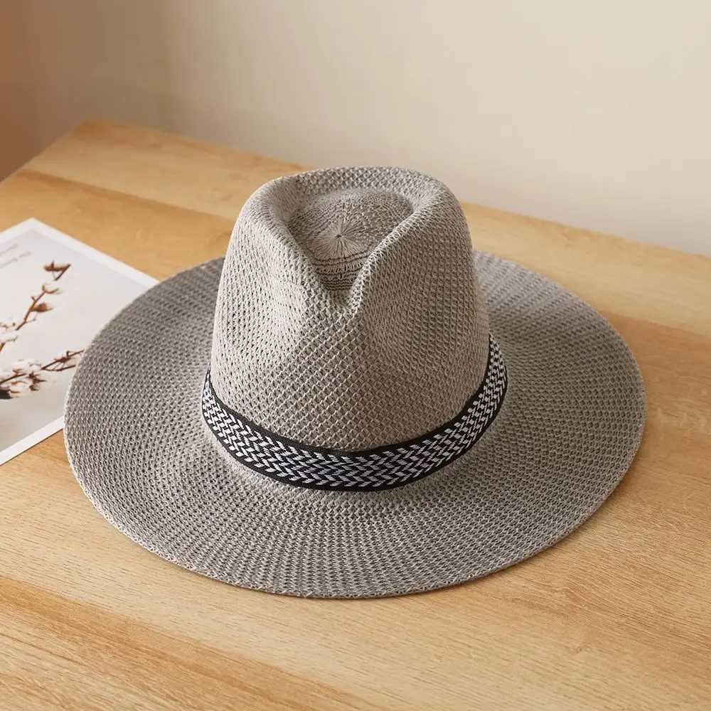 Wide Brim Hats Bucket Bucket Wide Brim Str Hat Leisure Summer C Jazz Panama Fedora Fashion Travel Leisure Sun Hat For Women Style Simple 2022 Nouveau J240429