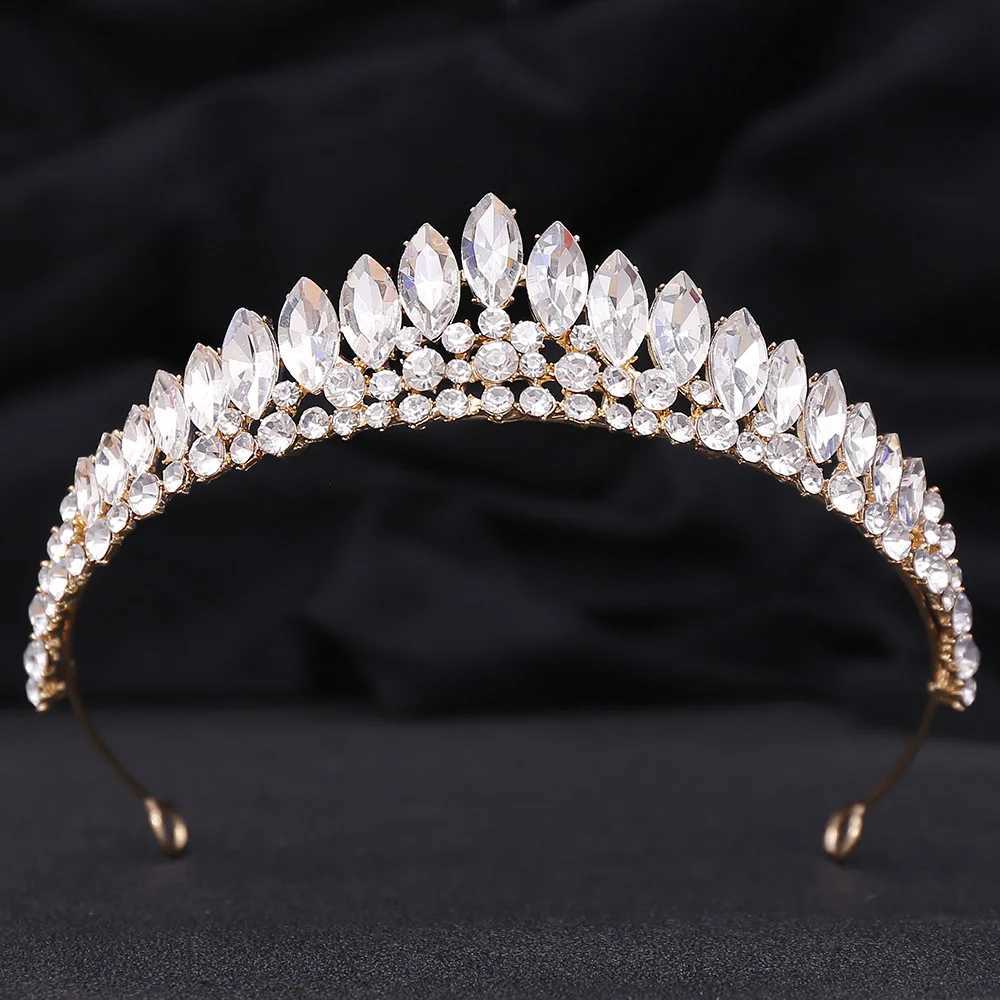 Tiaras Korean Sweet Cute AB Crystal Tiara Crown For Women Girls Wedding Elegant Luxury Princess Party Hair Dress Jewelry