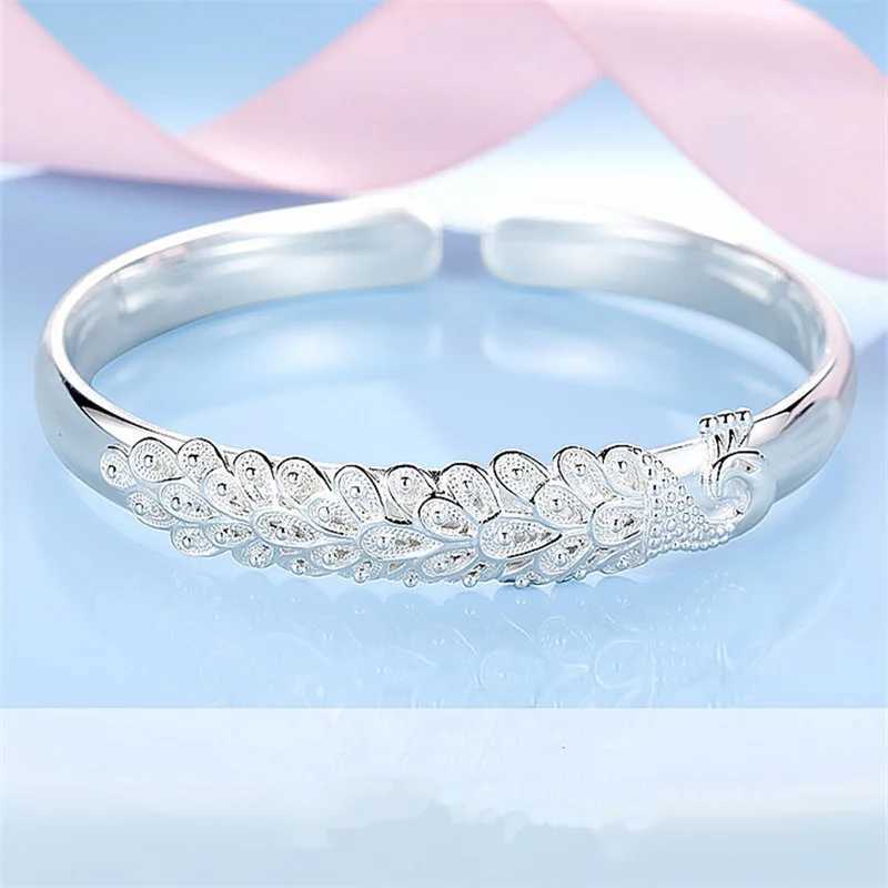 Keten Nieuwe 925 Sterling Silver Elegant Peacock Opening Screen Bracelet Bandles For Women Fashion Party Wedding Accessoires Sieraden Gift