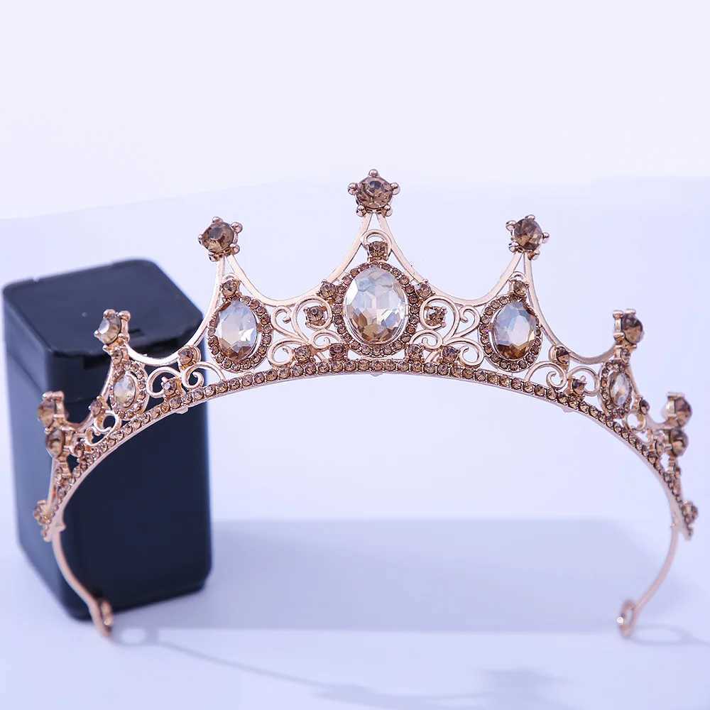 Tiaras Luxus elegante lila Rose rote Kristallkronhaarzubehör Tiara Frauen Party Strassbrautkrone neuer Haarschmuck