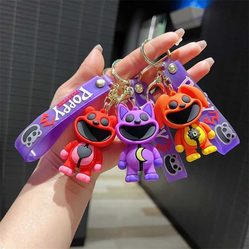 Keychains Lanyards lächelte Tiere Keychain Cartoon Hopscotch Catnap Bearhug Keychain Herren Rucksack Anhänger Keychain Childrens Geschenk Q240429