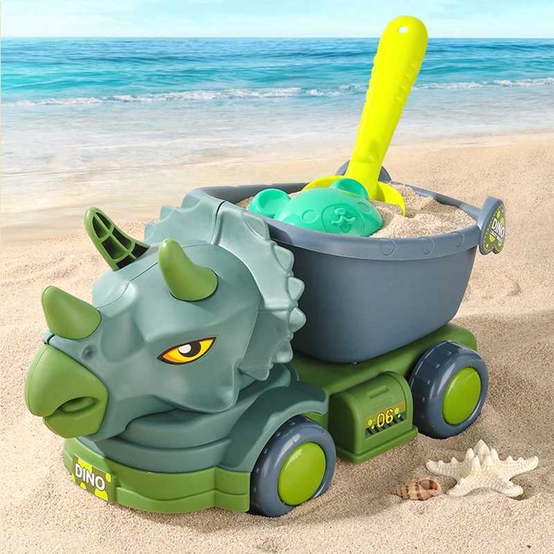 Sable Player Water Fun Summer Seaside Beach Toy Engineering Car Set Baby Beach Game Toy Dinosaur Beach Car Sand Touage Touet Toy Toys Baby Bath Toys D240429