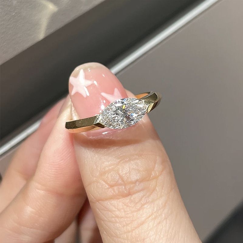 14K Gold Marquise Moissanite Diamond Pierścień 100% Real 925 Srebrny Party Wedding Pierścienie dla kobiet biżuteria zaręczynowa