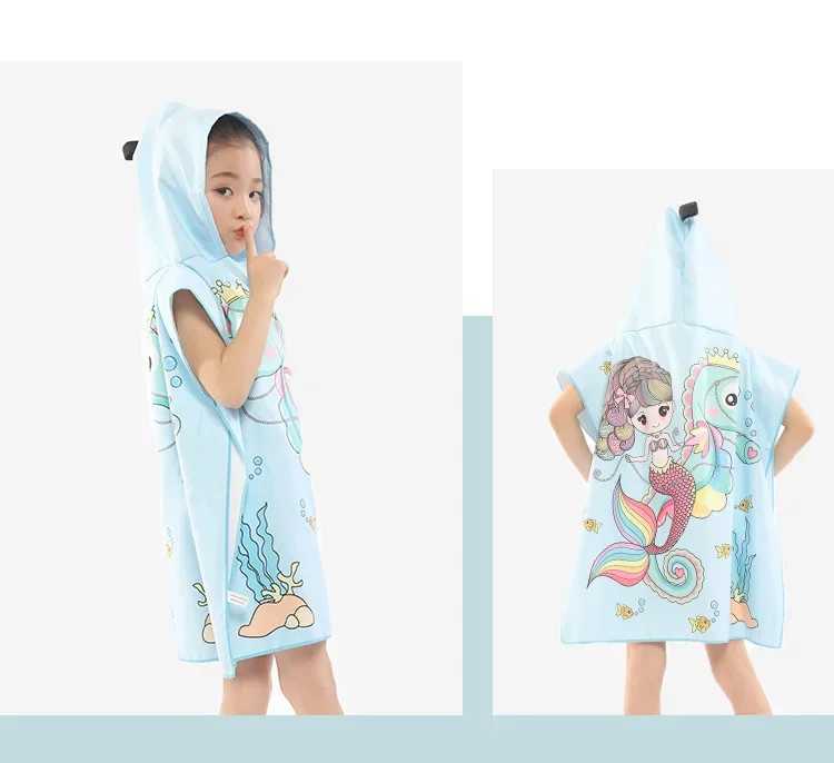 Serviettes robes sirène serviette de plage rapide à séchage à silhet de combinaison enfant gros serviette de bain douce ultra-fine fibre pluie cape Swimsuitl2404
