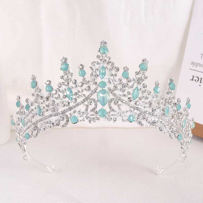 Tiaras luxe elegante roze groen blauw opaal kroon dames bruiloft haaraccessoires koningin bruids kristal tiaras meisjes kleding hoofdbanden