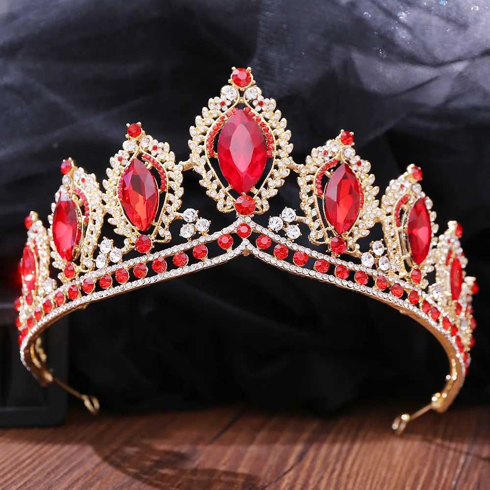 Tiaras barroco de luxo azul cristal tiara princesa rainha verde strass vermelho tiara festas de casamento acessórios de cabelo cocar