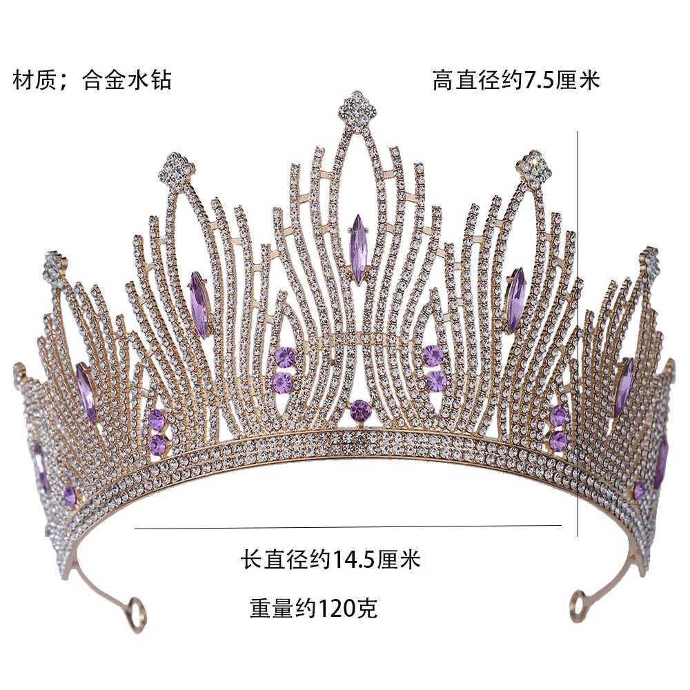 Tiaras Baroque Purple Crystal Tiara Crown For Women Wedding Party Fashion Queen Bridal Bride Crown Couronne Accessoires