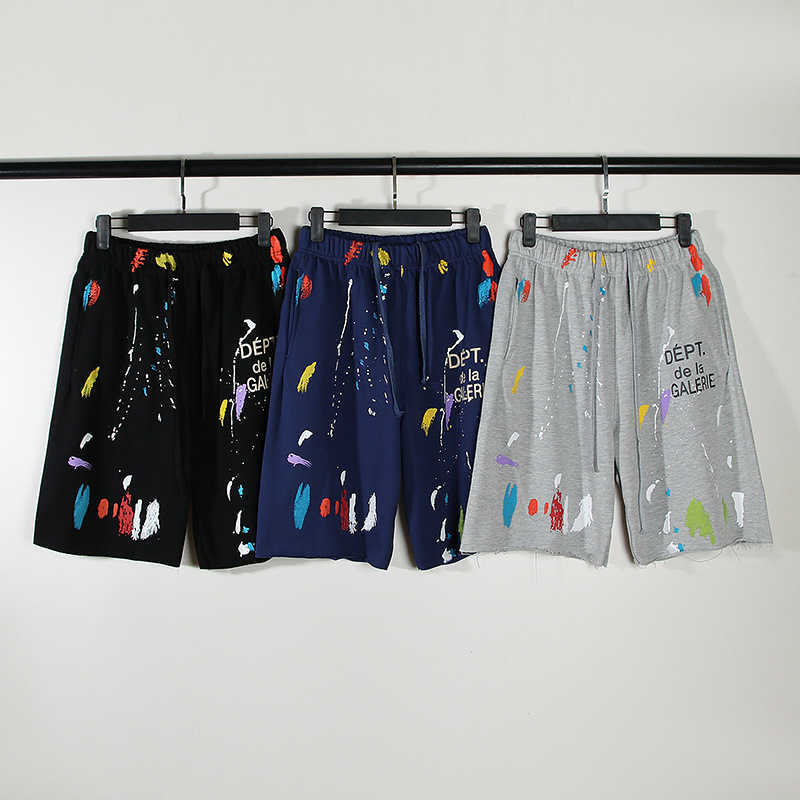 Galleryce Men's Shorts 24SS Designer American Fashion Brand Dept HandPainted Speckler Print Terry Shorts Fog High Street 5ポイントカジュアルパンツ