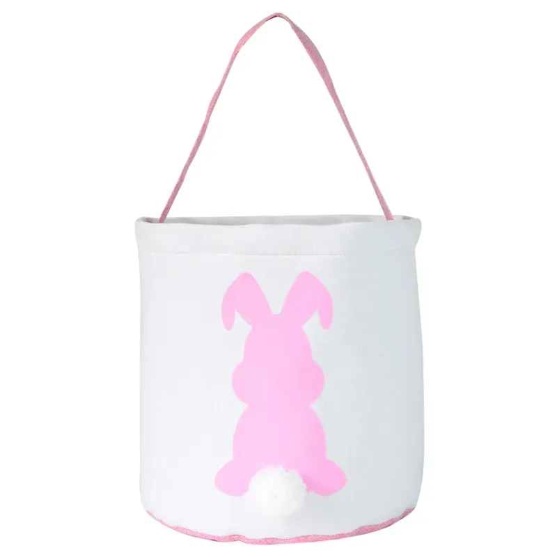 Factory Wholesale Easter Festive Basket Cute Bunny Bucket Creative Candy Gift Bag Easters Rabbit Egg Tote Bags With Rabbit Tail