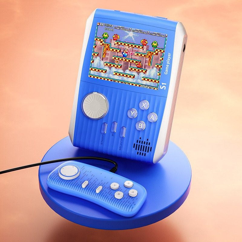 Hochwertige S1 Mini-Handheld-Videospielkonsolen mit integriertem 666-Spiele-Retro-Game-Spieler, Spielekonsole mit zwei Rollen, Gamepad, Geburtstagsgeschenk für Kinder und Erwachsene