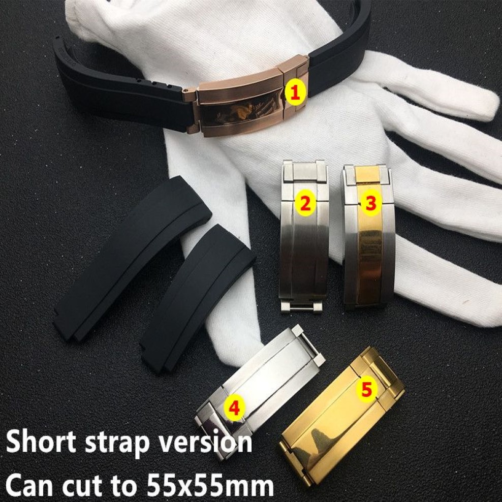 Black shortest 20mm silicone Rubber Watchband watch band For Role strap GMT OYSTERFLEX Bracelet tool286E