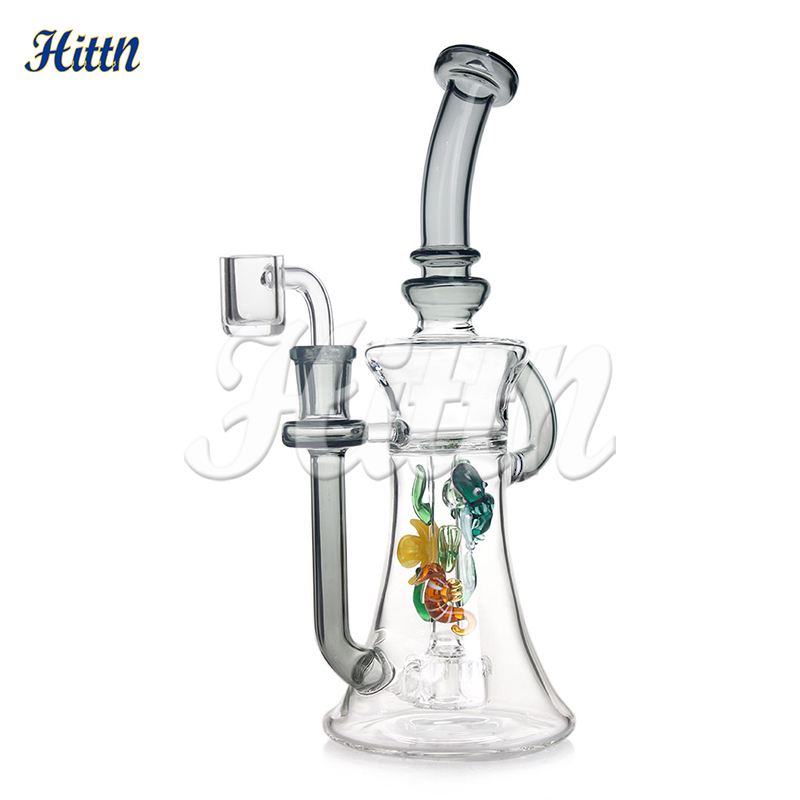 Szklany bong recyklator dab rig hakahs Glass Bong Showerhead Percolator Rura wodna z 14 mm kwarcowym Banger Akcesoria 9,5 cala 420 gorąca wyprzedaż