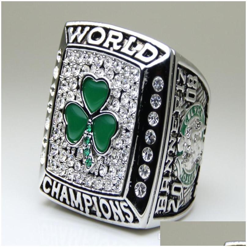 Three Stone Rings Fashion Sports Jewelry 2008 Boston Basketball Championship Ring Men Rings for fans USA Size 11 Drop Delivery Syckel Dhyuj