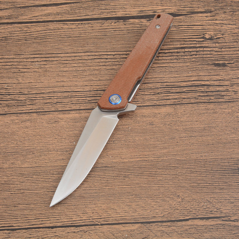 G2401 FLIPER FOLD Kniv D2 Satin Blade CNC Micarta Handle Högkvalitativt