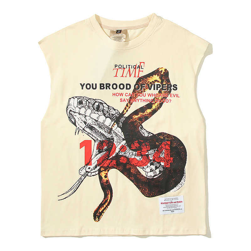 T-shirty męskie 2024 projektanta amerykański styl High Street Alchemy Python Foam Print Sports Casual Loose Sleveless Vest Unisex Fashion