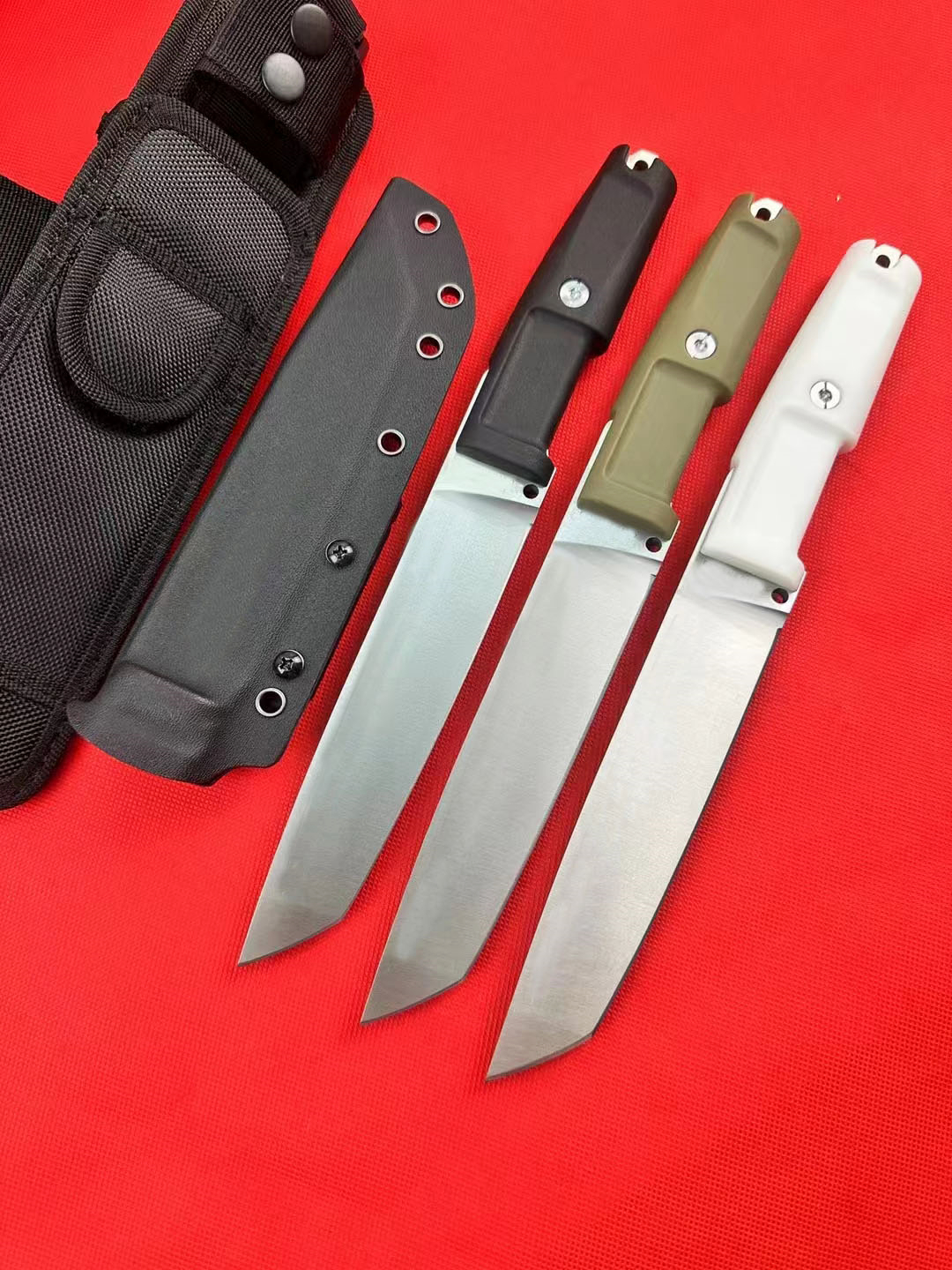 Высококачественный прямой нож выживания T4000S N690 Сатин/титан Tiger PatternTanto Blade Full Tang Резиновая пластиковая ручка Тактические ножи с фиксированным лезвием с Kydex