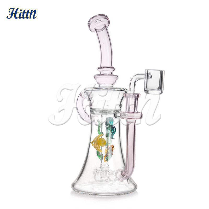 Recycleur en verre Bong Dab Hookahs en verre Percolateur de douche en verre Pipe d'eau Percolateur avec accessoires de tabagisme à 14 mm Banger 9,5 pouces 420 Vente chaude