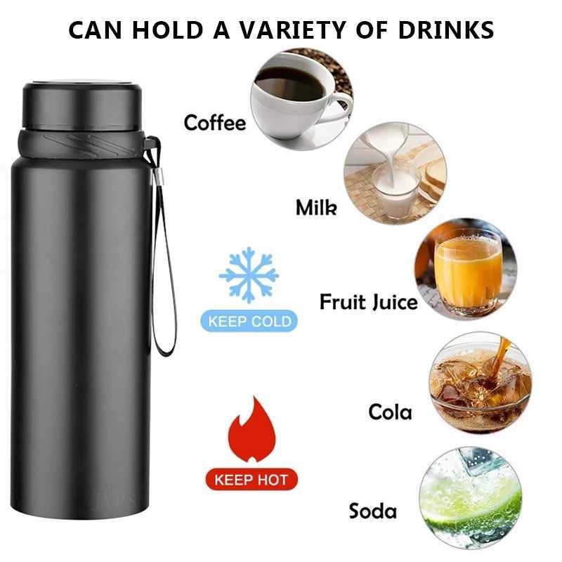 Thermoses Bouteille d'eau thermique 1L pour conserver l'eau froide et chaude, thermos pour l'eau, le thé, le café, flacons sous vide, bouteille thermos en acier inoxydable