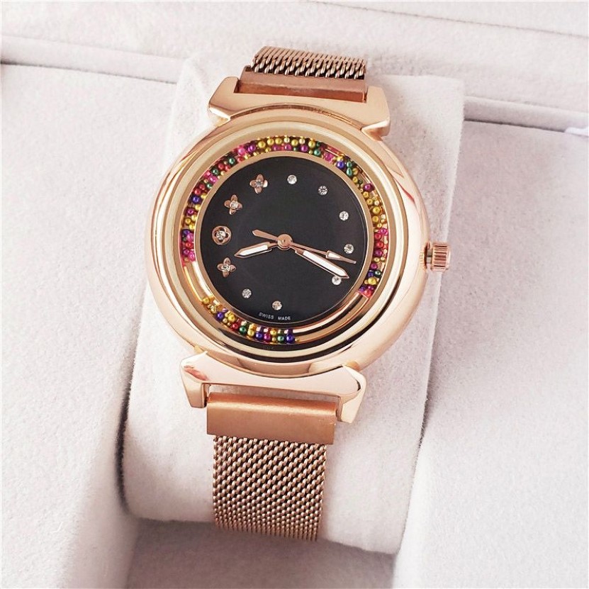 Fashion Brand beautiful Watches Women's Girls Colorful crystal style steel metal Magnetic band quartz wrist watch L08255w