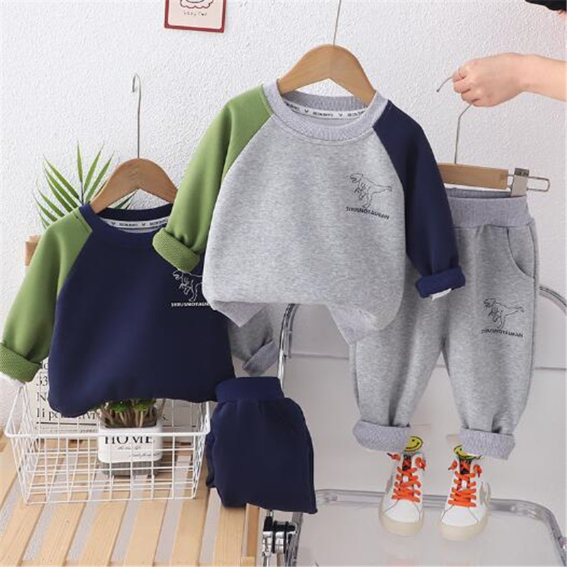 2024 Primavera Nuovi Colori dell'Incantesimo Vestito bambini Blocco Felpa con cappuccio a maniche lunghe Set in due pezzi Trendy Boy Set