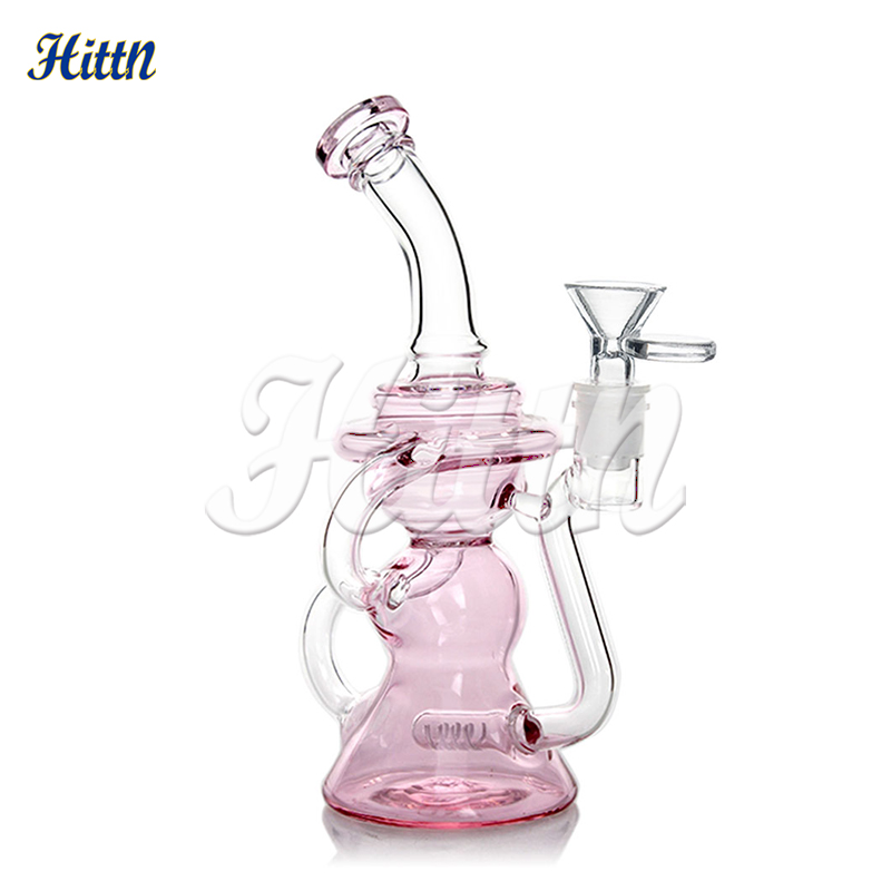 Recycler dab grée vitrée bong en ligne percolateur de bang triples tubes de recyclage fumeurs tuyaux d'eau avec un bol de 14 mm