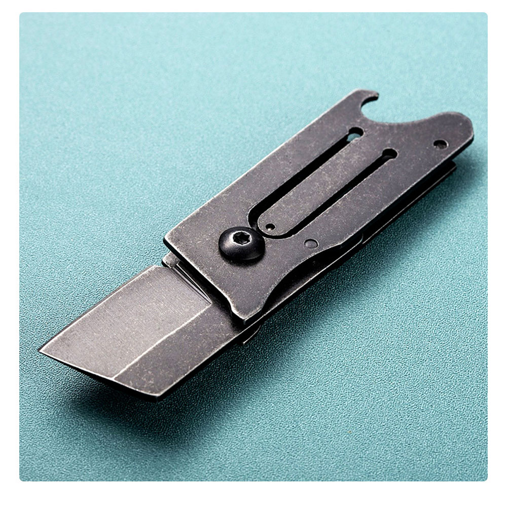 Special Offer Mini Small Keychain Folder Knife D2 Black Stone Wash Tanto Blade Steel Handle Outdoor Camping Hiking EDC Tools with Bottle Opener