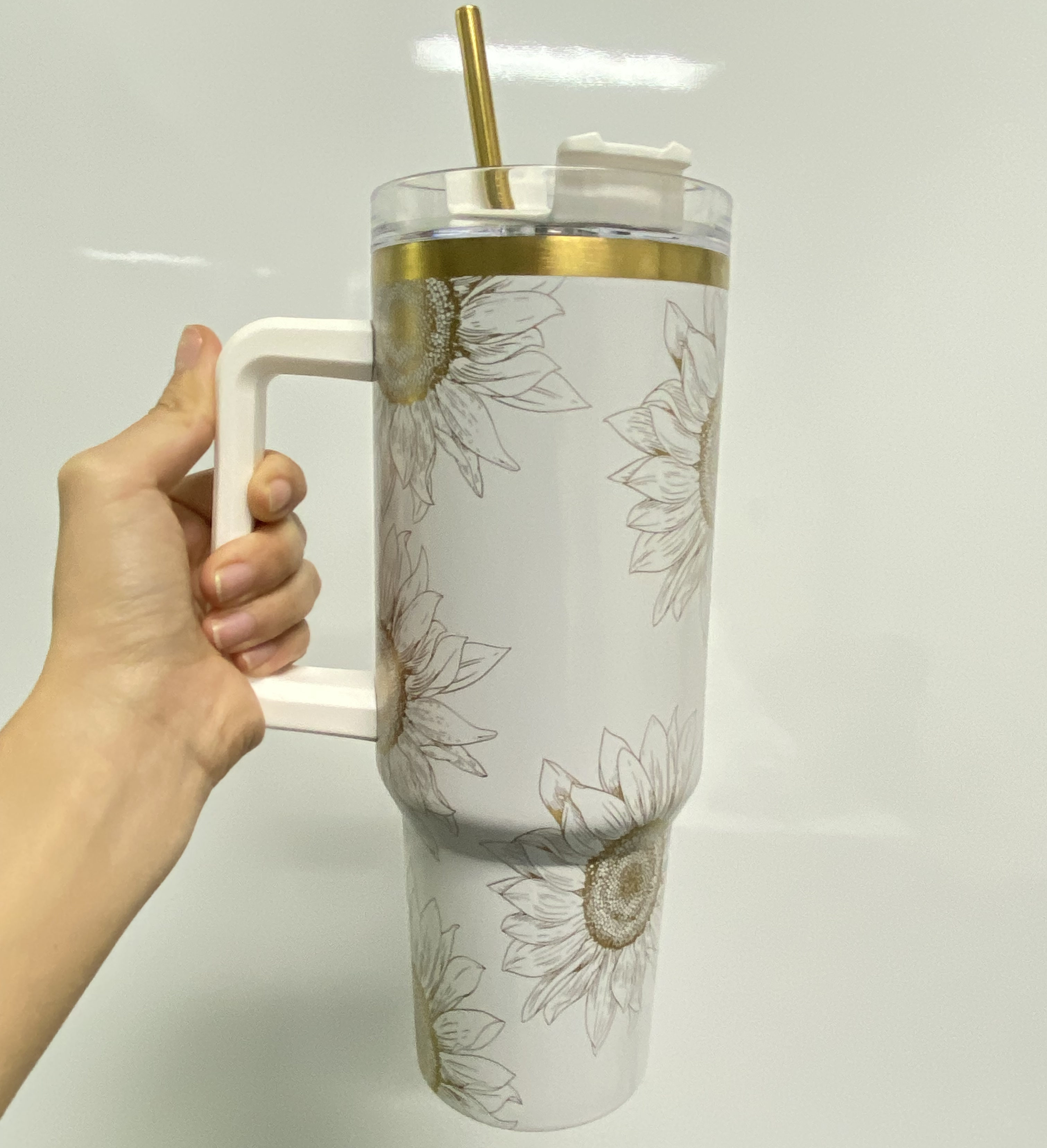 New Designer 40oz Mugs Tumbler With Gold Straw Lid Golden Tumblers Stainless Steel Coffee Termos Cup With 