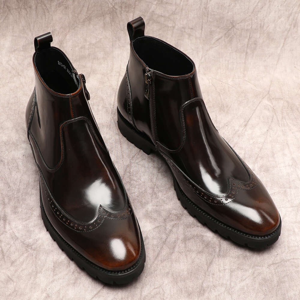 Vintage vera caviglia primavera nero marrone uomo in pelle abito elegante cerniera stivali da uomo formali