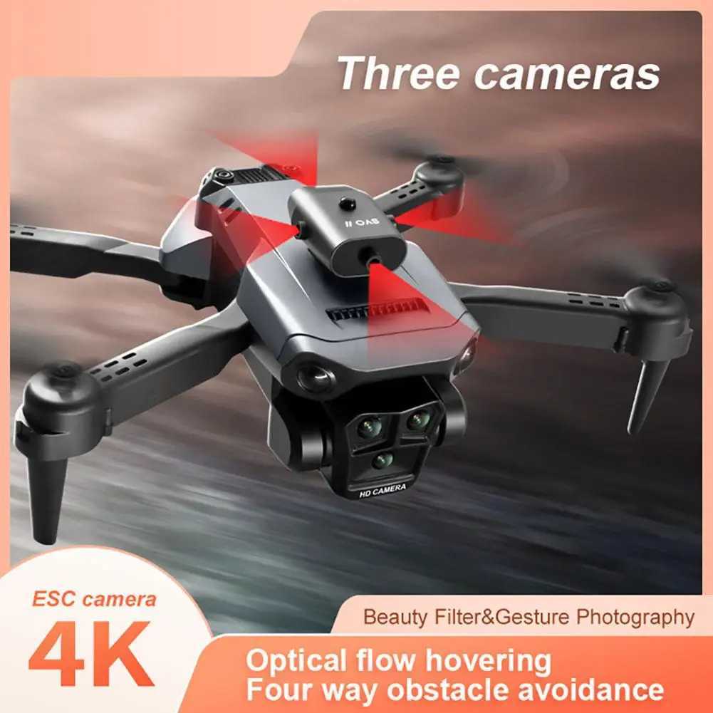 Drony K6 Max Dron 3-Camera 4K Professional HD 4-dróg Unikanie przeszkód Unikanie przepływu optycznego Układanie dronu lotniczego zabawka YQ240201