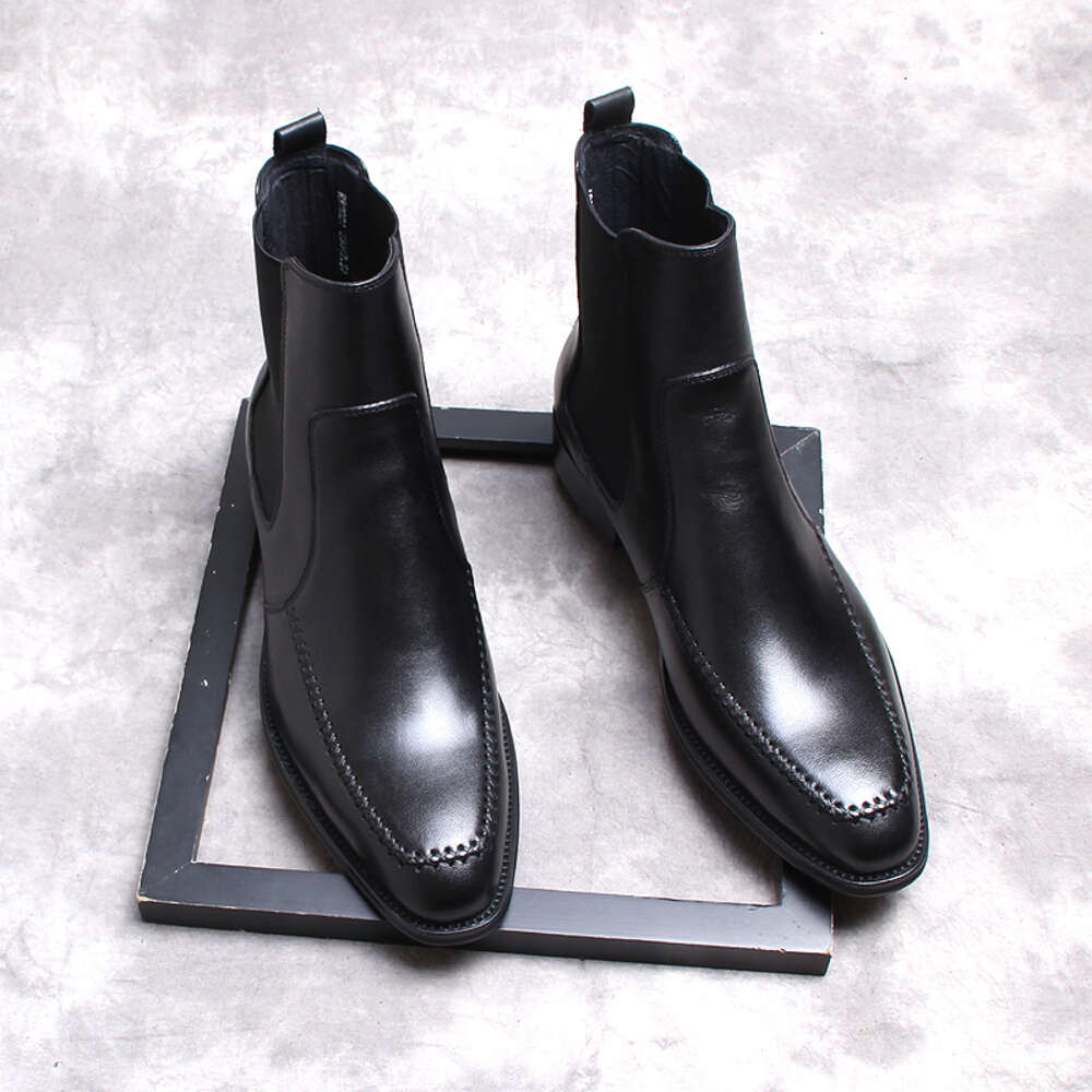 Męski jesienna zimowa kostka oryginalna skóra czarny brązowy poślizg na sukience formalne butów wysokiej jakości butów