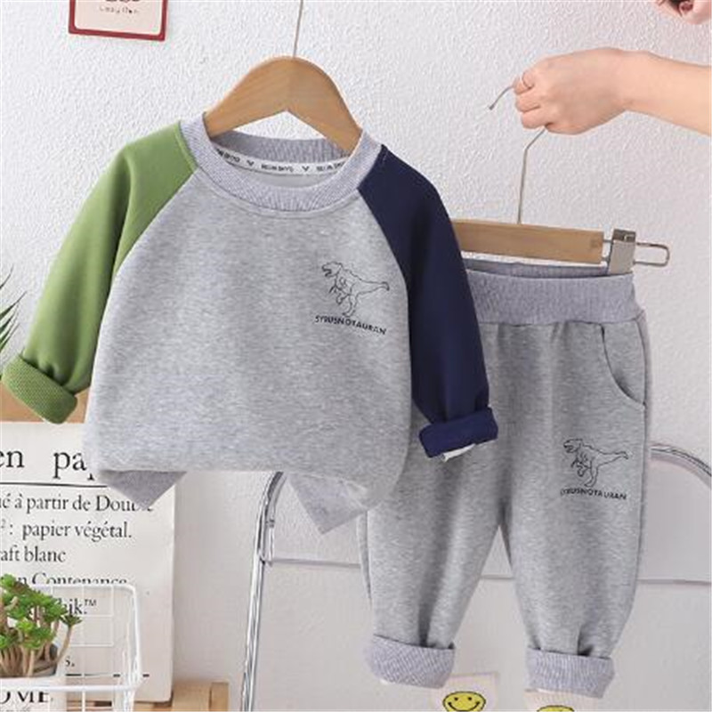 2024 Primavera Nuovi Colori dell'Incantesimo Vestito bambini Blocco Felpa con cappuccio a maniche lunghe Set in due pezzi Trendy Boy Set