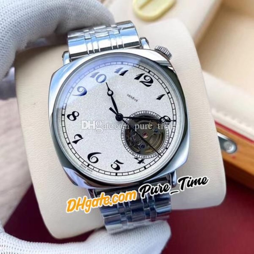 أهداف جديدة للأمريكان 1921 أوتوماتيكية 82035 000R Mens Watch 82035 Tourbillon White Dial Bracelet Steeld Stains Bracelet Watches P250C