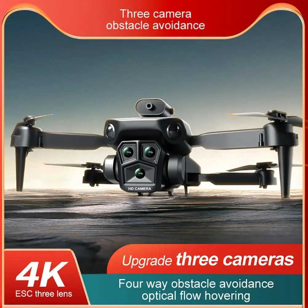 Drony K6 Max Dron 3-Camera 4K Professional HD 4-dróg Unikanie przeszkód Unikanie przepływu optycznego Układanie dronu lotniczego zabawka YQ240201