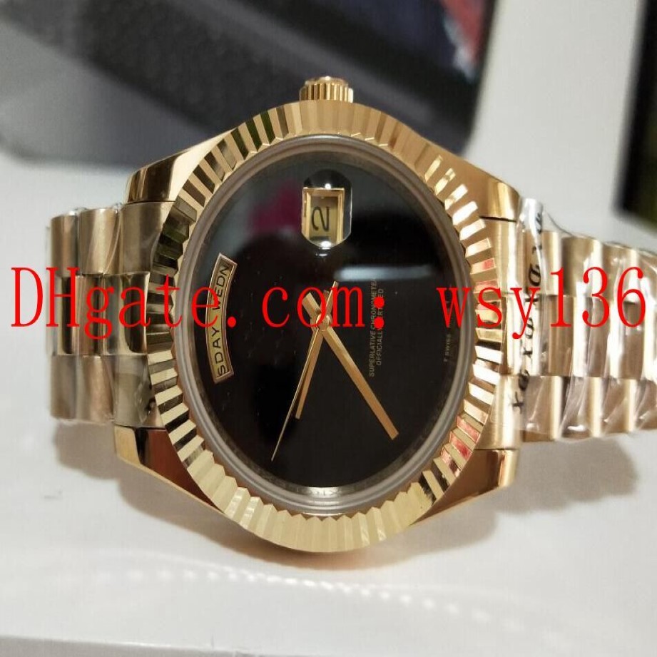 Luxury Mens Wrist Watch Day Date 18k Rose Gold Black Onyx Dial 118208 Automatic machinery Watch Men's Casual Wa180T