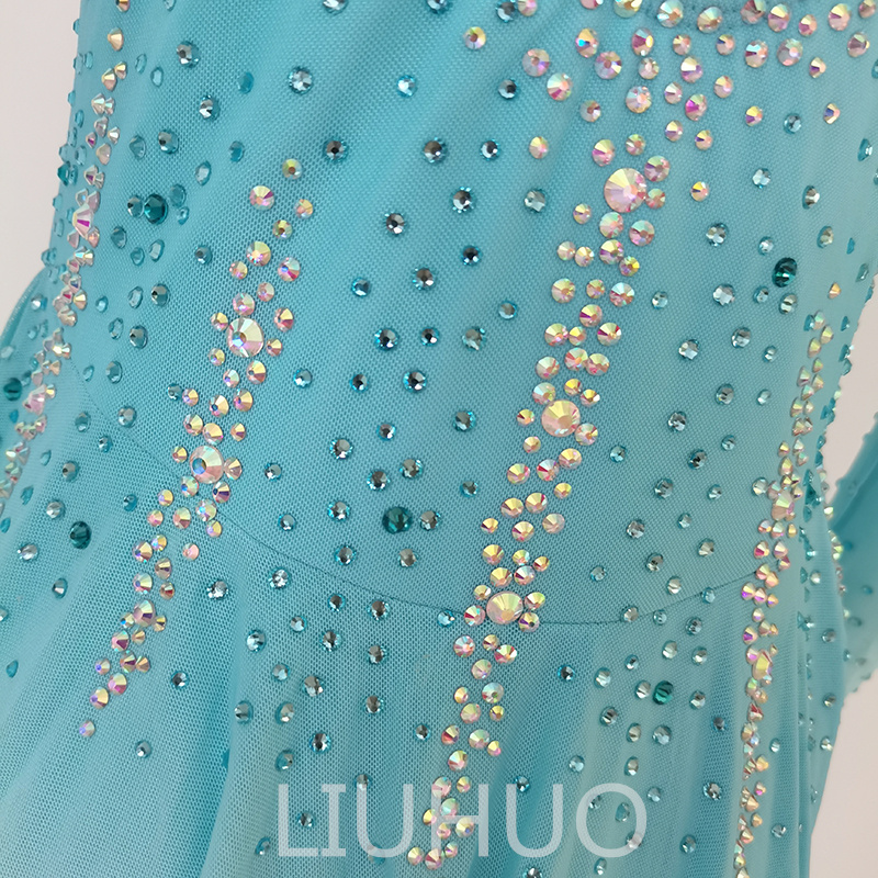 LIUHUO Customize Colors Figure Skating Dress Girls Teens Green-Blue Ice Skating Dance Skirt Quality Crystals Stretchy Spandex Dancewear Ballet Performance